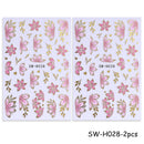 2/3pcs Golden Pink Hibiscus Flower Nail Stickers 3D Bronzing Border Petals Sakura Line Sliders Nail Decals DIY Manicure Decor