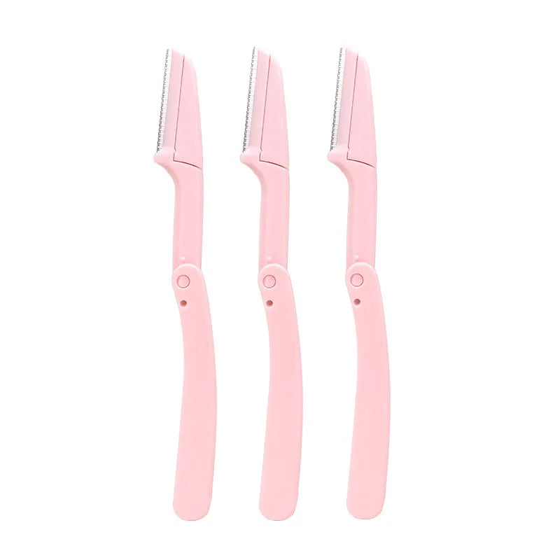 Karsyngirl 3pcs Fold Eyebrow Trimmer Scissors Hair Remover Eyebrow Comb Razor Eyebrow Clip Makeup Tools Face Razor for Women