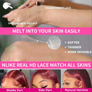 34 Inch Red Lace Front Wig Human Hair, Soft Hair Natural Hairline, 200 Density Pre Plucked 13x4 HD Lace Front Body Wave Wigs For