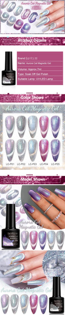 LILYCUTE 7ml Auroras Cat Magnetic Gel Nail Shining Glimmer Crystal Gel Polish Semi Permanent Soak Off UV Gel Nail Art Varnish