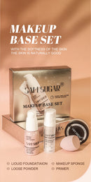 Makeup Primer Milk Set, Makeup Powder, Sponge Puff Four - Piece Set, Durable, Easy Makeup, Makeup Set Christmas Gift