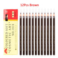 12Pcs/set Eyebrow Pencil Cosmetics for Makeup Tint Waterproof Microblading Pen Long Lasting Waterproof Blonde Brown Eye Brow