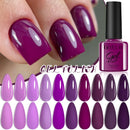 LILYCUTE 6Pcs/Set Purple Color Series Nail Gel Glitter Semi Permanent UV LED Gel Nail Art Soak Off Polish Kit Design Manicure