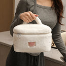Soft Plush Large Capcity Makeup Bags for Women Daily Cosmetics Organzier Simple Style Tote Travel Toiletry Bag Sac A Main