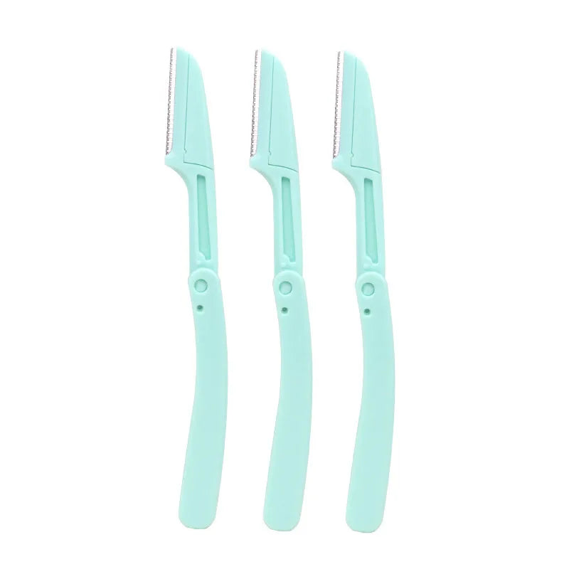 Karsyngirl 3pcs Fold Eyebrow Trimmer Scissors Hair Remover Eyebrow Comb Razor Eyebrow Clip Makeup Tools Face Razor for Women