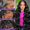 250 Density Body Wave 13x6 13x4 HD Lace Frontal Wigs Pre Plucked 100% Human Hair Brazilian 42 Inch 360 Full Lace Front Wig Black