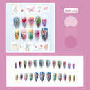 24pcs White Flower Fake Nail Tips Ins Yellow Pink Blush False Nails Wearable Full Cover European Almond Shaped Press on Nails