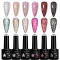 LILYCUTE 6PCS/SET 7ML Fluorescent Reflective Glitter Gel Nail Polish Summer Neon Super Shining Semi Permanent UV Gel Nail Art
