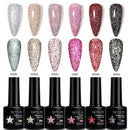 LILYCUTE 6PCS/SET 7ML Fluorescent Reflective Glitter Gel Nail Polish Summer Neon Super Shining Semi Permanent UV Gel Nail Art
