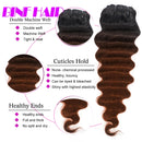 T1b/30 Ombre Brown Loose Deep Wave Bundles With HD Closure Raw Human Hair Weave 3/4 Bundles with Closure Frontal Preplucked