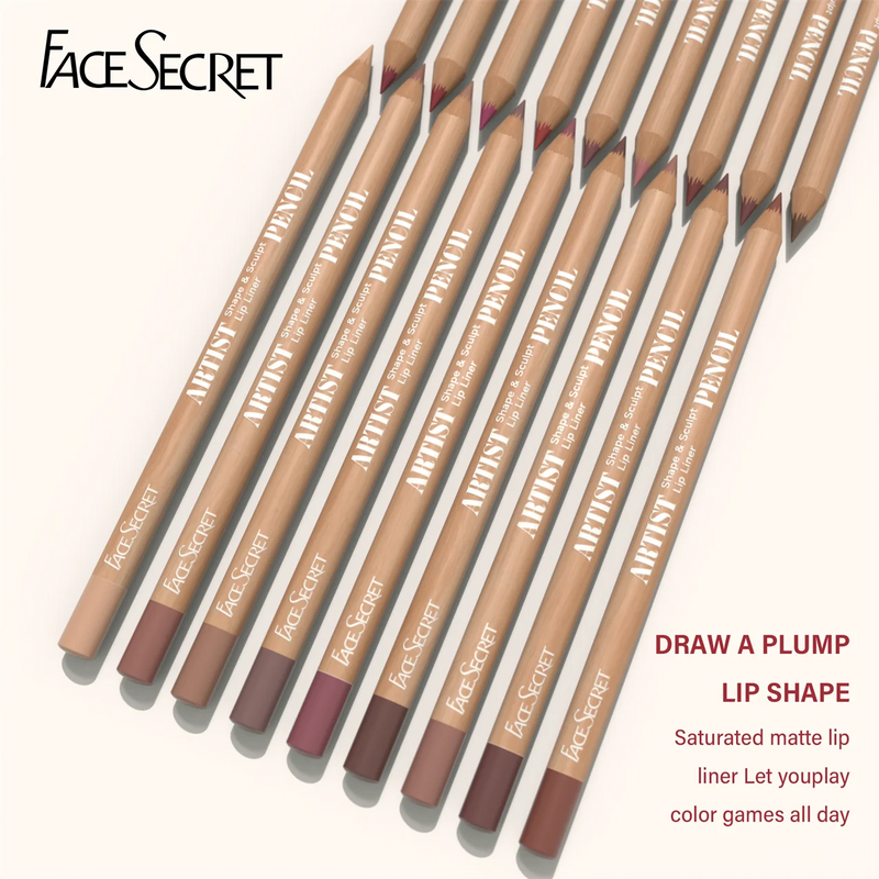 Face Secret Artist Shape Sculpt Lip Liner Pencil Set, Weightless Precise Liner with Super Soft Blendable Texture Matte Soft