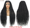 Boho Box Braided Wigs Curly Hair Synthetic Full Lace Front Wigs for Black Women Goddess Locs Braid Wig Bohemian Box Braid Wig