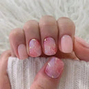 24Pcs Fashion Fake Nails Press on Short Square Head False Nail Art Black Starlit Sky Design Artifical Full Cover Nail Tips