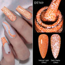 MEET ACROSS 7ml Pink Fluorescent Reflective Gel Nail Polish Glitter Neon Semi Permanent UV LED Gel Nail Art Varnish Manicure