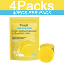 HOYGI Turmeric Kojic Acid Cleansing Pads Gentle Exfoliating Cleansing Pores Oil Control Brighten Smooth Washing Sponge Skin Care