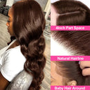200 Density 30 38Inch Chocolate Brown Body Wave Human Hair Wigs Brazilian 13x6 HD Lace Frontal Wigs