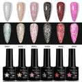 LILYCUTE 6/8PCS/Set 7ML Fluorescent Reflective Gel Nail Polish Glitter Neon Semi Permanent UV LED Gel Nail Art Varnish Manicure