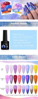 LILYCUTE 7ML Auroras Thermal Gel Nail Polish Brown Glitter Temperature Color Changing Semi Permanent Soak Off UV Nail Art Gel