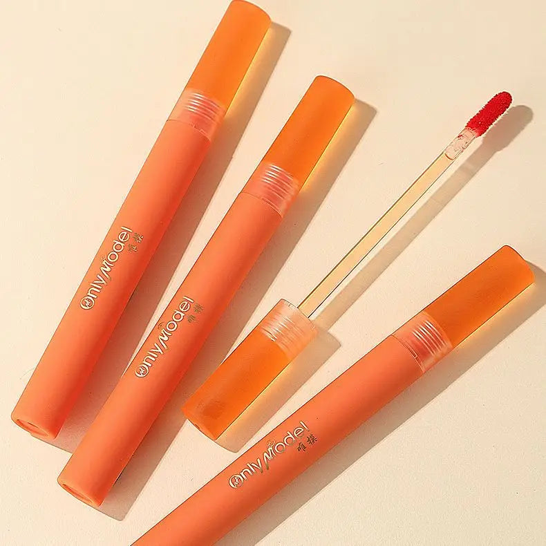 Bright Orange Color Lip Glaze Carrot Matte Velvet Liquid Lip Gloss Easy to Apply Lasting Lipstick Korea Lips Makeup Cosmetics