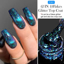 LILYCUTE 7ML 2 IN 1 Flakes Glitter No Wipe Top Coat Gel Nail Polish Vernis Sparking Auroras Semi Permanent UV Gel Nail Art