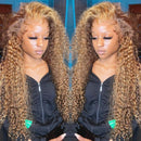 Highlight Ombre Lace Front Wig Curly Human Hair Wigs Brazilian Honey Blonde Colored Deep Wave Frontal Wigs For Women Pre Plucked
