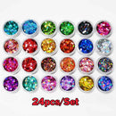 24pcs/Set Sparkly Holographic Fine Sugar Nail Powder Diamond Chrome Pigment Dust For Gel Polish Glitter Manicure Accessories