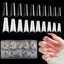500pcs french Coffin Dancer Nail Tips Acrylic Nail Artificial Half False Flakes Nail Tips,10 Sizes with Clear Plastic Box for Na