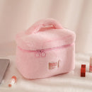 Soft Plush Large Capcity Makeup Bags for Women Daily Cosmetics Organzier Simple Style Tote Travel Toiletry Bag Sac A Main