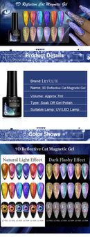 LILYCUTE 7ml 9D Reflective Cat Magnetic Gel Nail Polish Blue Sparkling Semi Permanent UV Gel Soak Off Glitter Gel Nail Art