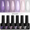 LILYCUTE 6Pcs/Set 7ML Gel DIY Nail Polish Bright Pink Semi Permanent Soak Off UV LED Gel Varnish Nail Art Design Manicure Kit