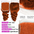 #350 Ginger Orange Loose Wave Human Hair Bundles Wholesale Bundles With Closure Frontal HD Lace Brazilian Deep Curly Hair Weave