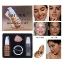 Makeup Primer Milk Set, Makeup Powder, Sponge Puff Four - Piece Set, Durable, Easy Makeup, Makeup Set Christmas Gift