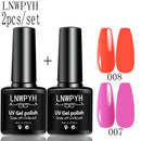 LNWPYH 2Pc Gel Nail Polish Kit Professional Glitter Nail Gel Polish Semi Permanent Soak Off UV Nail Art Gel Varnish Nail Art Set