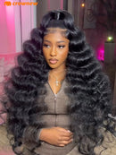 Deep Wave Human Hair Wigs Remy Brazilian Hair Wig 13x4 HD Lace Frontal Human Hair Wig Deep Curly Wig Pre plucked Bleached Knots