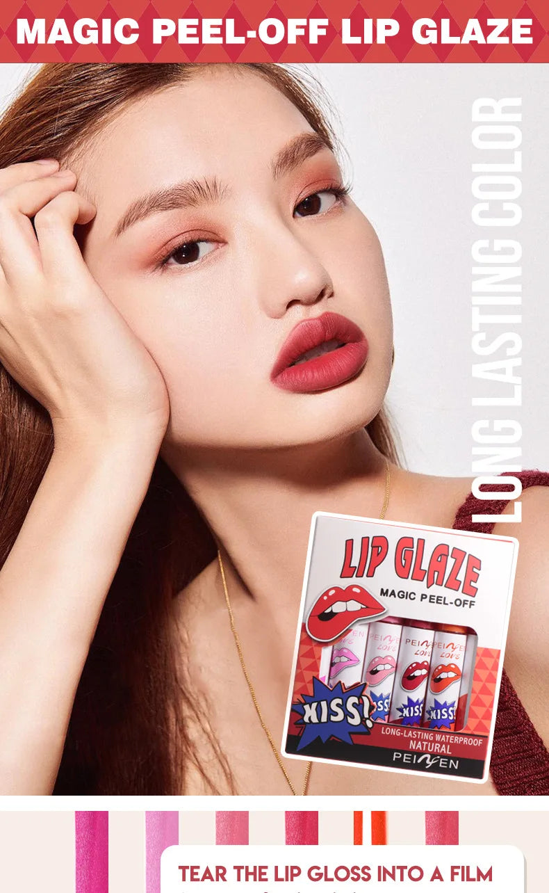 6 Colors Tattoo Magic Color Lip Stain Lip Tint Long Lasting Waterproof Lipstick Sets for Women Peel Off Colored Matte Sexy Color