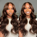 200 Density 30 38Inch Chocolate Brown Body Wave Human Hair Wigs Brazilian 13x6 HD Lace Frontal Wigs