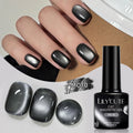 LILYCUTE 7ml Autumn Cat Magnetic Gel Nail Polish Red Brown Semi Permanent Glitter Magnetic Gel UV/LED Soak Off Varnish Design