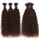 #4 Color Brown Water Curly Wave 10-30 Inch Human Hair Bundles Deep Curly Brazilian Virgin #350 Ginger Color Curly Hair Bundles