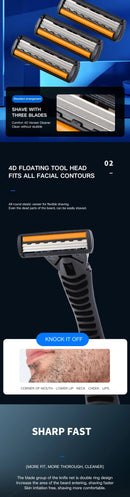 Shaver Brand New Design Men Razor Shaving Three Layer Shaver Reusable Razor Imported Blade Multi Tool Head Change