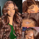 200 Density 30 38Inch Chocolate Brown Body Wave Human Hair Wigs Brazilian 13x6 HD Lace Frontal Wigs