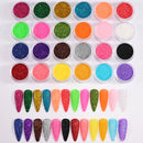 24pcs/Set Sparkly Holographic Fine Sugar Nail Powder Diamond Chrome Pigment Dust For Gel Polish Glitter Manicure Accessories