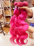 15A Hot Light Pink Red Body Wave Bundles Human Hair Raw Unprocessed Virgin Hair 613 Colored Cosplay Hair Weaving Bundles Deal