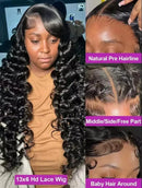 13x6 Lace Front Human Hair Wigs 40 42 Inch HD Loose Deep Wave Brazilian Curly Water Wavy 13x4 Lace Frontal Wigs For Women 250%