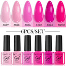 LILYCUTE 6Pcs/Set Purple Color Series Nail Gel Glitter Semi Permanent UV LED Gel Nail Art Soak Off Polish Kit Design Manicure