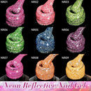 LILYCUTE 7ml Pink Fluorescent Reflective Gel Nail Polish Shining Glitter Neon Semi Permanent Soak Off UV Gel Nail Art Manicure