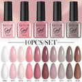 LILYCUTE 10PCS/Set 7ml Gel Nail Polish Coffee Red Pink Nude Gel Varnish Semi Permanent Soak Off UV LED Nail Art Manicure Kit