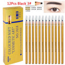 12Pcs/set Eyebrow Pencil Cosmetics for Makeup Tint Waterproof Microblading Pen Long Lasting Waterproof Blonde Brown Eye Brow