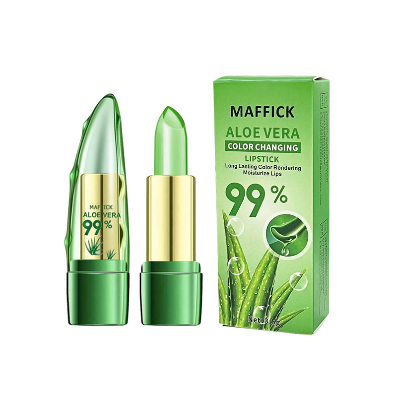 Aloe Vera Lipstick, Long Lasting Lip Care Nutritious Plumper Lip Balm Moisturizer Magic Temperature Color