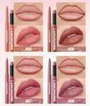 Integrated waterproof lipliner+lipstick lipstick lipstick set,no smudge,no fade,no cup,durable,easy to create a perfect makeup!