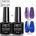 LNWPYH 2Pc Gel Nail Polish Kit Professional Glitter Nail Gel Polish Semi Permanent Soak Off UV Nail Art Gel Varnish Nail Art Set